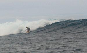 James MacLaren, just squeaking around the soup at Chicken Hill, Galapagos Islands.